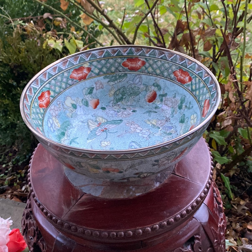Macau Bowl / Porcelain Bowl / Large Bowl / Decorative Bowl / Floral /Butterflies